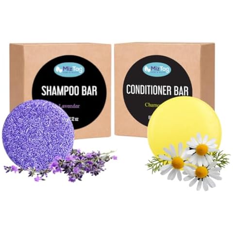 Miztag Home & Health Conditioner & ShampooBar for hair - Solid & Natural Soap Bar for hair with Zero Waste Packaging - Vegan Eco friendly gift for women Cover