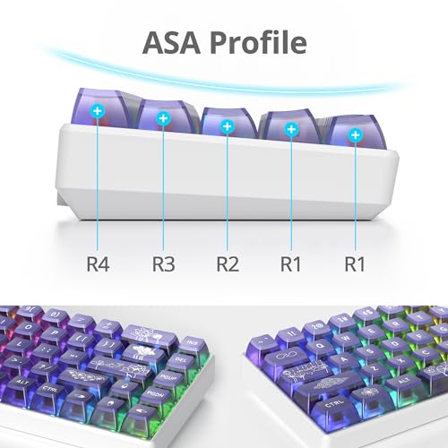 Image of Guffercty kred Pudding PBT Keycaps for 75 Percent Keyboard, 120-Keys Transparent Keycaps ASA Profile Custom Replacement Key Caps US Layout for 60 68 82 87 104 Mechanical Keyboard (Lotus Pond)