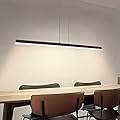 Artop Dimmable Linear Pendant Light 20W LED Hanging Light Fixture Adjustable Height Chandelier for Kitchen Island Dinning Room Living Room Office Matte Black