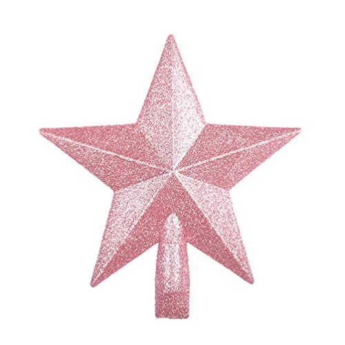 ABOOFAN Christmas Glitter Star Tree Topper Sparkle Glitter Mini Star Christmas Tree Topper Xmas Tree Ornament for Christmas Home Shop Mall Tree Decoration (Pink 20cm)