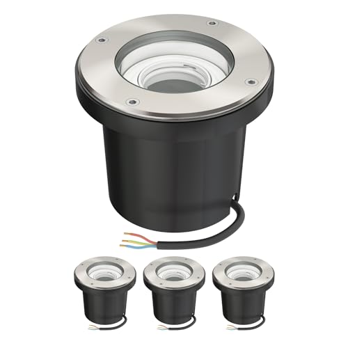 ledscom.de 4 pz. lampada da incasso a terra BOFU per esterni, IP67, orientabile, acciaio inox, rotonda, 150mm Ø, 1x GU10 max. 15W