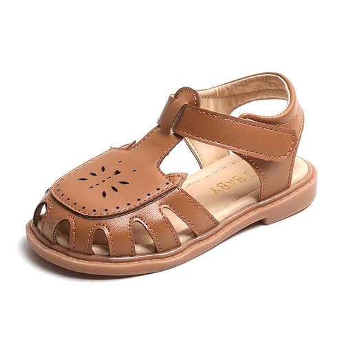IWIHMIV Girls Sandals Closed Toe Cute Flat Dress Sandals Non Slip Girls Comfortable Summer Hollow Out Beach Shoes2