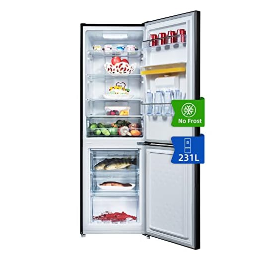 CHIQ Réfrigérateur congélateur bas FBM228NE4DE 231L (161 + 70) Froid ventilé, No Frost, Acier inoxydable noir, portes réversibles, 42 db, 12 ans de garantie sur le compresseur