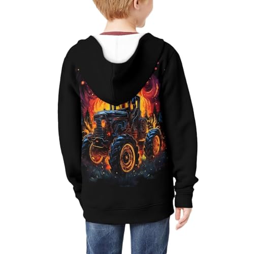 HUIACONG Tractor Hoodie for Boys 14-16 Zip Up Hoodies Long Sleeve Shirt for Kids Sweatshirts Casual Hooded Pullover Outwear Pullover Novelty Sweatshirt3