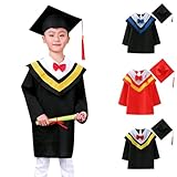 Generico Abito da Laureato Set Toga Laurea e Tocco Cappello Laurea Costume da Laureato per Bambini Studenti Elementare Medi Linea Costume