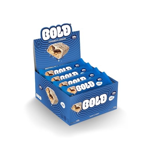 Barra de Proteína Bold Cookies & Cream 12 Unid 60g | 21g de Proteína | Zero Adição de Açúcar