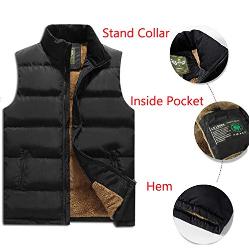 image for Flygo Men's Winter Warm Outdoor Padded Puffer Vest Thick Fleece Lined 
