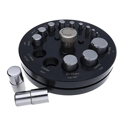 The Beadsmith Steel Circle Disc Cutter Set – 14 Punches and Die Cuts 1/8” – 1” Diameters – Cuts Soft Metals Up to 14 Gauge – Tool for Cutting Accurate Round Metal Discs or Coins from Sheet Metal