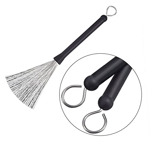 Cepillos de alambre de acero para batería con baquetas y bolsa de almacenamiento para percusión jazz y acústica miniatura 3