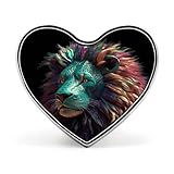 Pin de solapa de corazón de león de arte abstracto D, lindo, genial, divertido, botón de solapa, broche de metal en forma de corazón, insignia, broche para camisa, pines para hombres y mujeres, manual