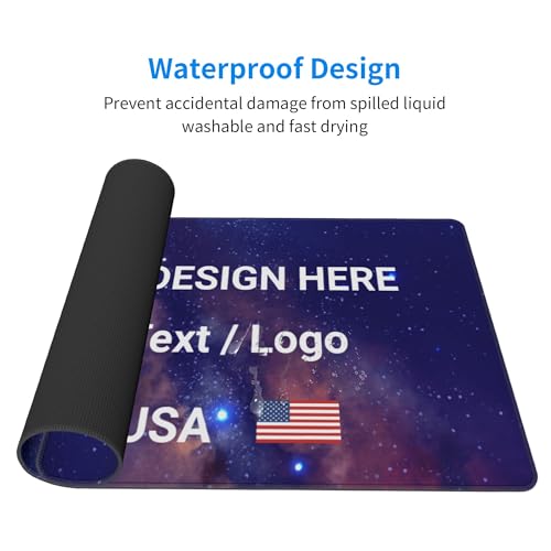 Image of Custom Large Desk Pad with Photo Text Personalized Picture Logo Non-Slip Game Computer Mouse Mat Customized Office Supplies, Print in USA (12x31.5 inch, 1 Photo)