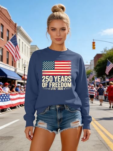 Image of PECHAR USA Sweatshirt Women American Flag Sweater 4th of July Shirts Patriotic Sweater Fourth of July Pullover