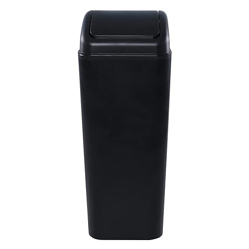 Miniatura 7 de Cubo de basura negro con columpio, delgado para espacios estrechos, 14 litros, F