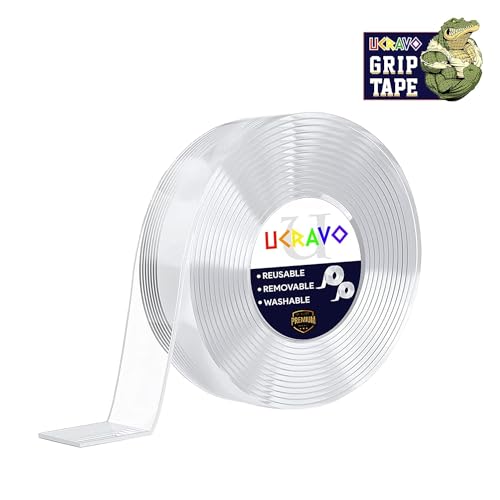 UCRAVO Double Sided Tape Heavy Duty - Multipurpose Removable Traceless Mounting Adhesive Tape for Walls，Washable Reusable Strong Sticky Strips Grip Tape