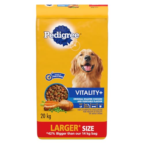 PEDIGREE Vitality+ Dry Food for Adult Dogs, Roasted Chicken & Vegetable Flavour, 100% Complete and Balanced Nutrition, 20kg Bag image 7