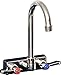BK Resources EVO-4SM-5G Evolution Series 4" on Center Splash Mount Stainless Steel Faucet with 5" Goose Neck Spout