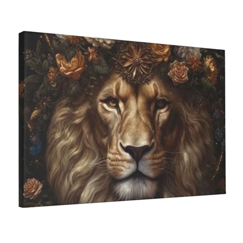 Lion doré impression sur toile de qualité supérieure pour bureau