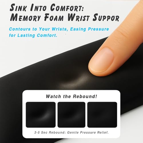 Ergonomic Wrist Rest Set for Keyboard and Mouse | Cooling Gel & Slow-Rebound Memory Foam Palm Support Pad | Luxe Leather, Minimalist, Non-Slip PU Base for Office, Laptop & Gaming (03White) - Thumbnail 5