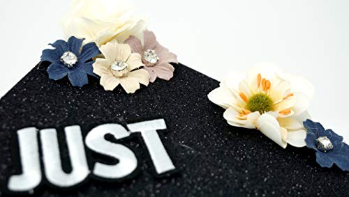 GRADWYSE Black Glitter Graduation Cap Topper with Flowers, Graduation Cap Decorations, Class of 2024 Grad Cap Topper, She Believed She Could So She Did, Just Did It