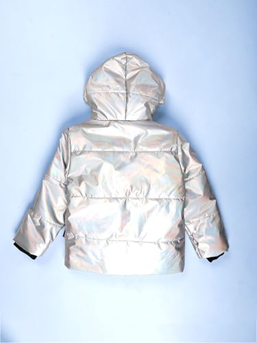 Image of KiddoPanti Girls Hooded Puffer Jacket with Front Zip & Pockets