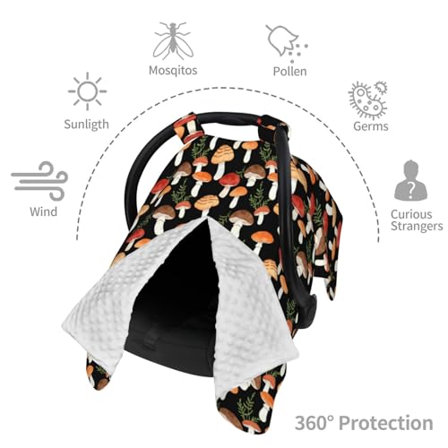 Image of Mushroom Baby Car Seat Canopy Cover Multi Use Shower Gift, Nursing Cover for Mom Nursing Covers, Mushroom Baby Stuff Items