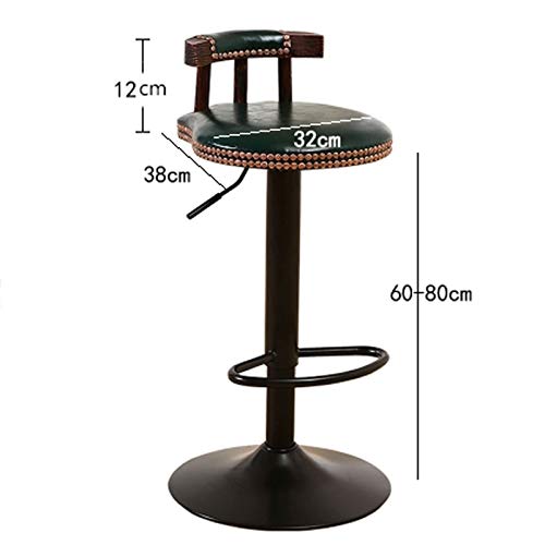 Fauteuil de bar en bois réglable avec tabouret rotatif rétro et coussin PU