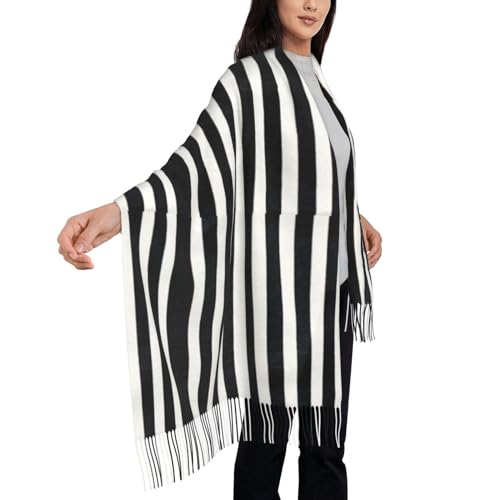 Black And White Stripes Women's Scarf Pashmina Shawls and Wraps for Evening Dress Wedding Long Warm Scarves4