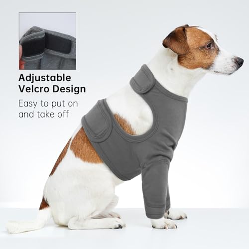 Vorderbein Ärmel für Hunde, Single Front Leg Recovery Sleeve Hund Vorderbeinschoner Ellenbogenbandage Protector für Hot Spots Wunden Bandagen Hundeschenkel Schutz Bodysuit(Grau, S)