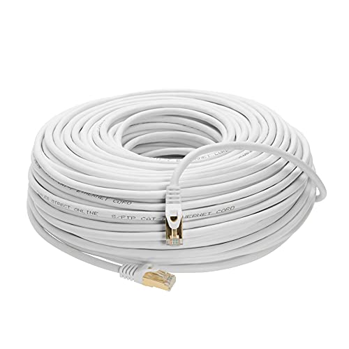 Cables Direct Online 100Ft S/Ftp Cat7 Gold Plated Shielded Ethernet Rj45 Copper Cable 10 Gigabit Ethernet Network Patch Cord (100Ft, White) #TOP1