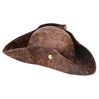 ZMDMAH Chapeau de pirate pour adulte - En cuir - Style colonial - Pour fête à thème pirate, cosplay, fêtes costumées, Halloween, carnaval - Marron - Taille unique