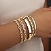 Gold Bracelet Stack for Women Non Tarnish, Dainty Stackable Gold Bracelets Set, Stainless Steel Cuff & Chain Stack Bracelets for Women Waterproof, 5PCS Fashion Jewelry Set Gift