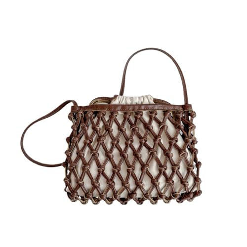 Leather Hollow Cloud Bag Shoulder Messenger Bag Handbag Summer Beach Seaside Vacation Handwoven Clutch Drawstring