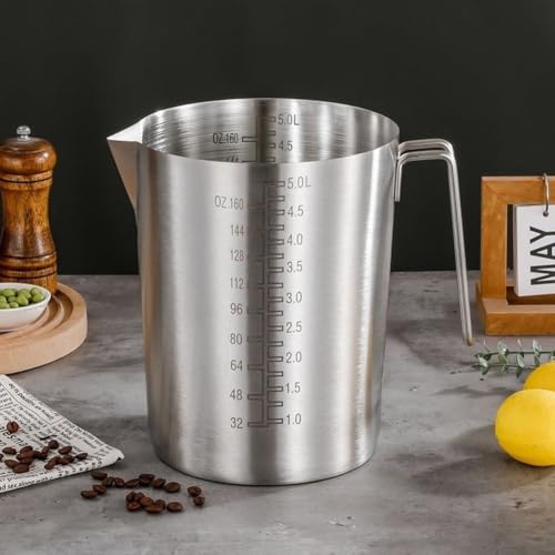 Pichet doseur 5 L en acier inoxydable à large ouverture pratique