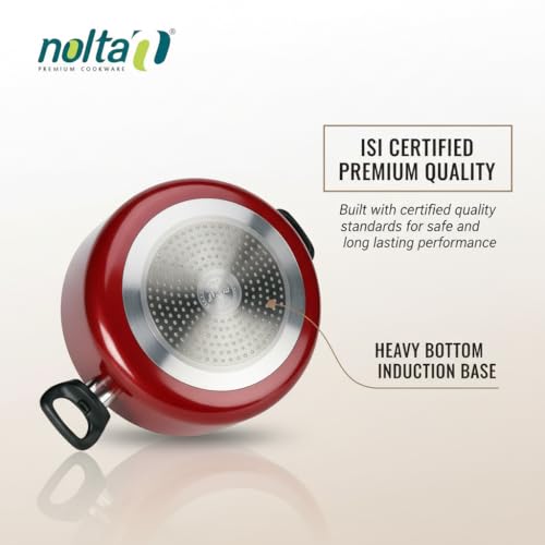 Image of Nolta PS Biryani Pot (10L) ISI Certified Induction Cookware, 1yr Replace-Guarantee, PFOA-Free Non-Toxic Durable Non-Stick Coating Biriyani Handi (32cm, Maroon)