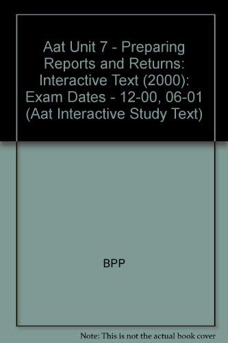 Report Example Aat AAT Unit 7 - Preparing Reports and Returns: Exam Dates - 12-00, 06-01 ...
