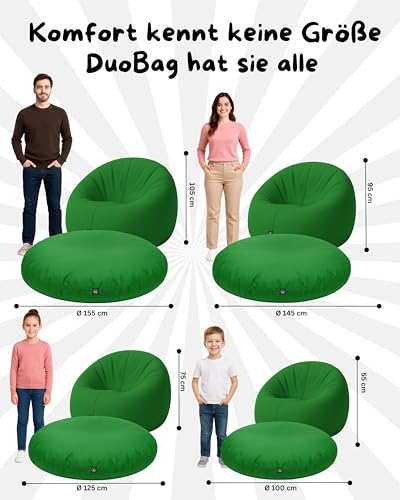PATCH HOME 2 in 1 Funktion Sitzsack Sessel Bean Bag Sitzsäcke Gaming mit Reißverschluss bereits befüllt - Ø 125cm - Grün – Ansicht 4