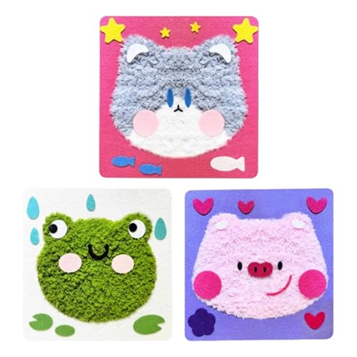 Coser animales de lana, juegos de costura para niños - Juego de costura de para muñecas hecho a mano - 3 manualidades y costura de de peluche, aprende a coser formas de animales, kits