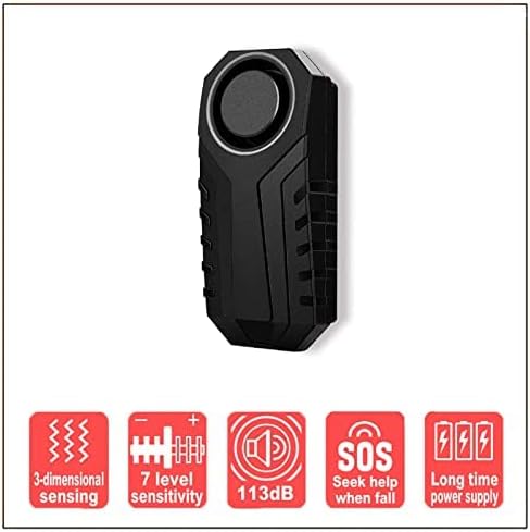 NineLeaf Bike Alarm features including 3-dimensional sensing, 7 level sensitivity, 113dB, SOS, and long time power supply.
