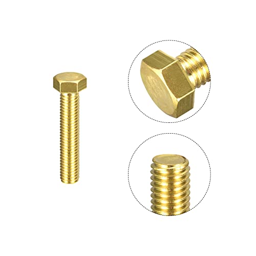 Image of uxcell Brass Hex Bolts, 1 /2-13x2-1 /2 1pcs Fully Thread Grade 4.8 Solid Brass Hexagon Head Bolt Machine Screws for Machinery