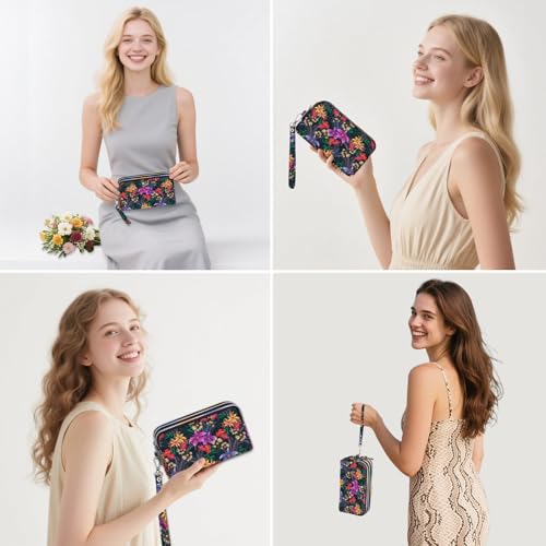 Image of BIAOTIE Large Capacity Wristlet Wallet - Women Printed Nylon Waterproof Handbag Clutch Purse
