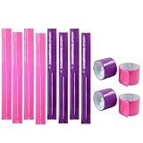 Coufce 12 Pcs Reflective Snap Bands High Visibility Reflectors for Night Cycling, Jogging, and Working(Pink、Purple)