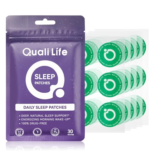 QualiLife Sleep Patches for Adults Extra Strength, Long-Lasting Night with Natural Ingredients for Men & Women, Easy-to-Apply Sleeping Patch with Valerian & Melatonin for Deep Sleep | 30 Patches