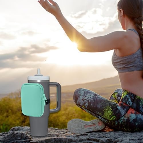 Water Bottle Pouch Compatible With Stanley Quencher Adventure 40Oz / Iceflow 20Oz 30Oz, Tumbler Pouch For Cards, Keys, Wallet, Earphone Sports Water Bottle Accessories(Khaki #TOP5