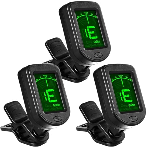 Guitar Tuner Clip On 3 Pack Tuners for Acoustic Electric Guitar Bass Ukulele Violin banjo Tuning