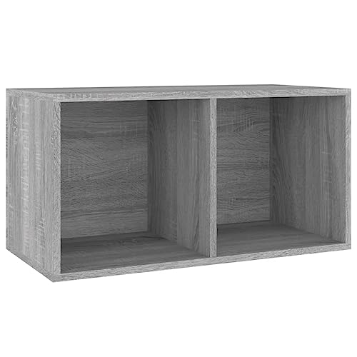 vidaXL Boîte de Rangement à Disques Classeur Organisateur Table de Chevet Bureau Chambre d'Étude Chambre à Coucher Vinyle Sonoma Gris 71x34x36 cm