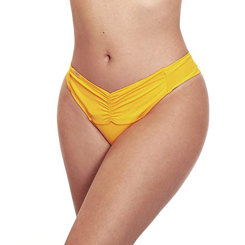 Calcinha de biquíni levanta e Empina bumbum fio duplo (Amarelo, M)
