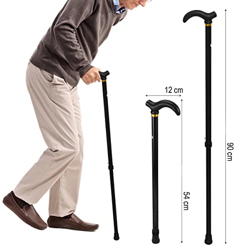 Bengala em Alumínio Com Regulagem de Altura Bastão Ajustável 90cm (Preto)