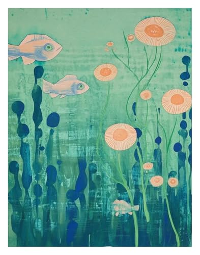 Lienzo de pared de peces modernos en azul marino para decoración del hogar