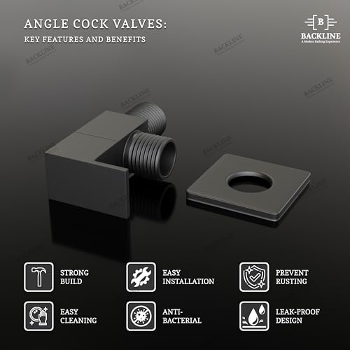 Image of B Backline Brass Angle Valve For Bathroom | Pack of 2 | 100% Solid Brass Heavy-Duty, Leakproof | Angle Stop Cock | Single Way Cock Ideal for Bathroom, Toilet & Kitchen Use (Black Matt)