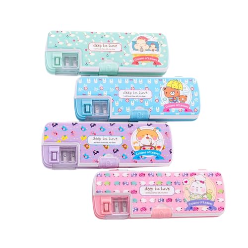 Estojo de lápis multifuncional de plástico com desenho coreano, criatividade estudantil com apontador de lápis - selecione aleatoriamente um, Selecione um aleatoriamente, average size